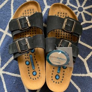Sanosan Black Nubuck Sietelunas Comfort Sandal NWT